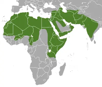 Гієна смугаста карта середовища проживання