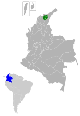 Чернітка колумбійська карта середовища проживання