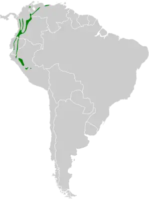 Frutero verdinegro mapa del hábitat
