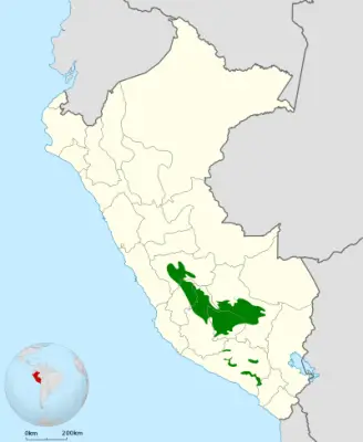 Цукрист перуанський карта середовища проживання