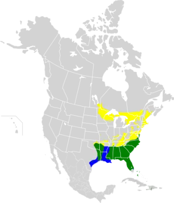 Pine warbler habitat map