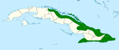 Oriente warbler habitat map