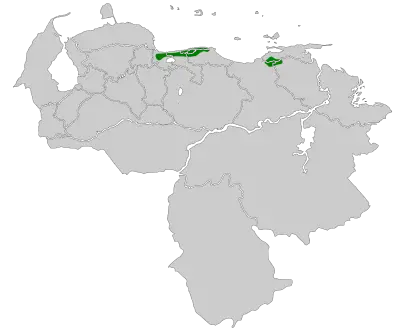 Тапакуло каракаський карта середовища проживання
