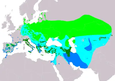 Eurasian penduline tit habitat map