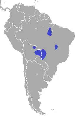 Guacamayo jacinto mapa del hábitat