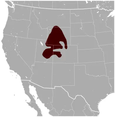 Perrito de la pradera de cola blanca mapa del hábitat