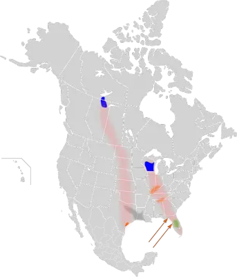 Grulla trompetera mapa del hábitat