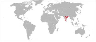 Ratufa indica карта середовища проживання