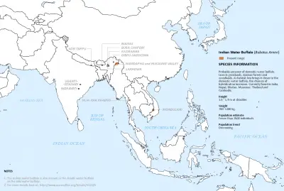 Asian Wild Water Buffalo habitat map