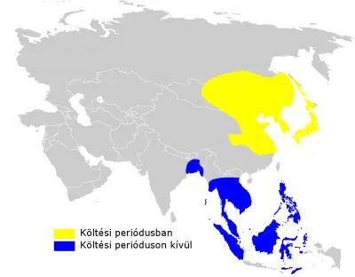 Oriental reed warbler habitat map