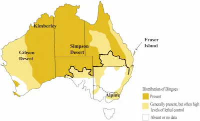 Canis lupus dingo habitat map