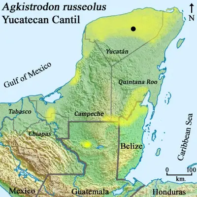 Agkistrodon russeolus habitat map