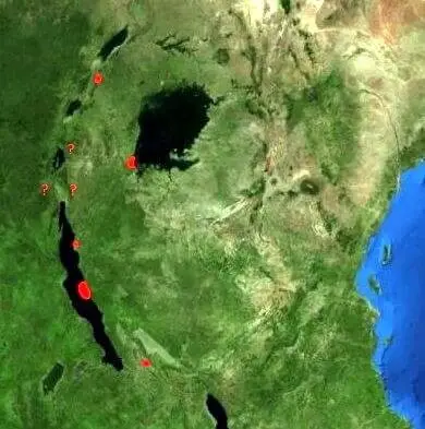 Ugandan red colobus habitat map