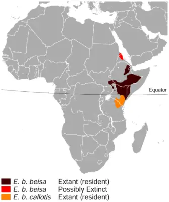Common beisa oryx habitat map