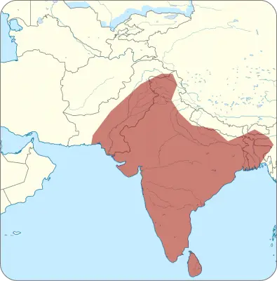 Індійська кобра карта середовища проживання