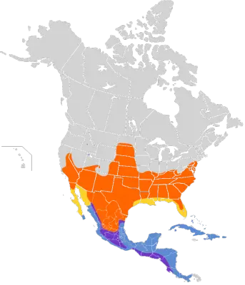 Blue Grosbeak habitat map