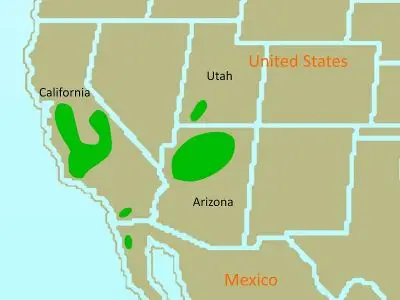 Кондор каліфорнійський карта середовища проживання