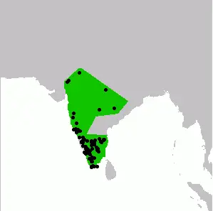 Grey junglefowl habitat map