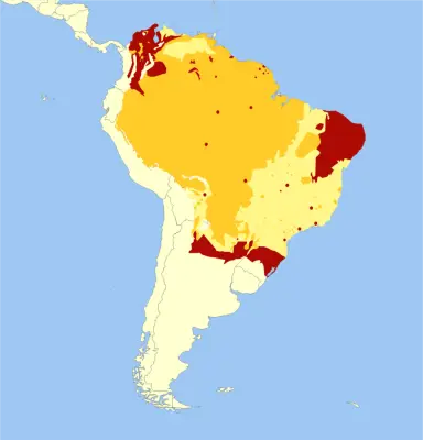 Тапір бразильський карта середовища проживання