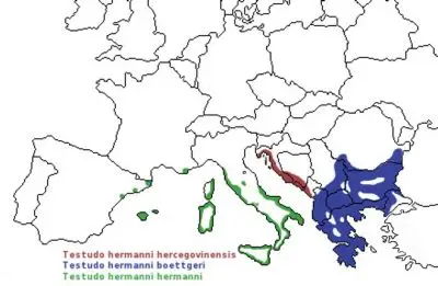 Черепаха балканська карта середовища проживання