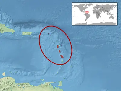 Lesser Antillean iguana habitat map