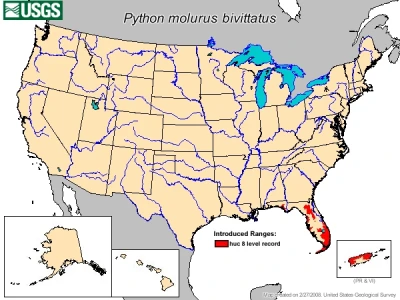 Florida Burmese Python habitat map
