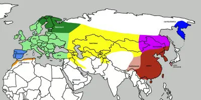 Oriental magpie habitat map