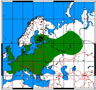 Кріт європейський карта середовища проживання