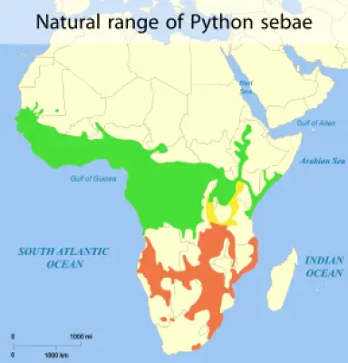 African Rock Python habitat map