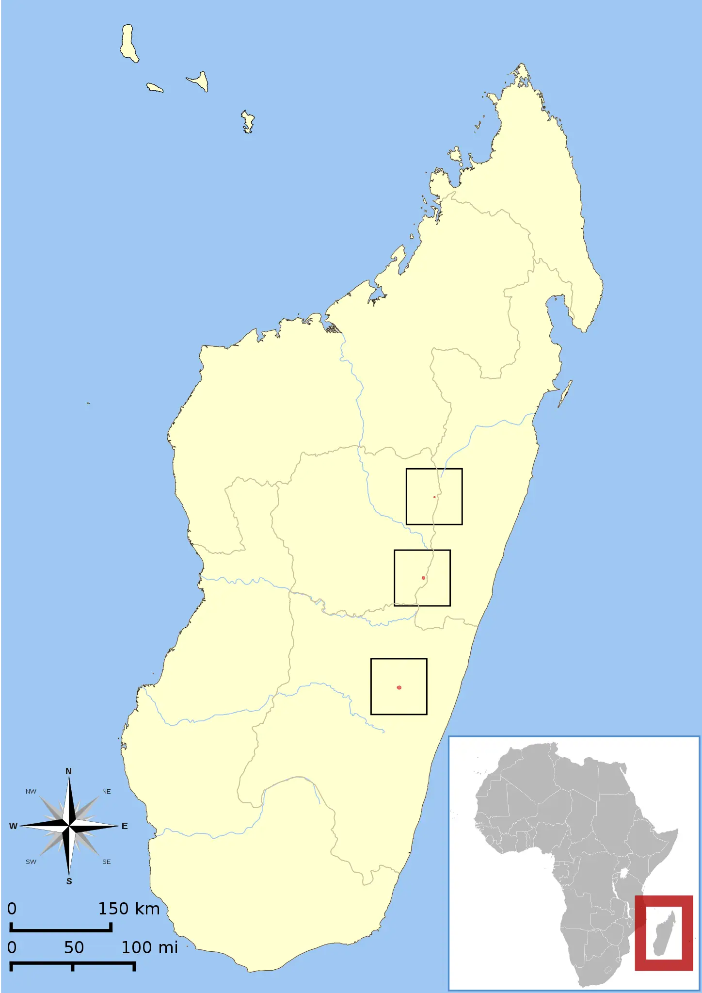 Sibree's dwarf lemur habitat map