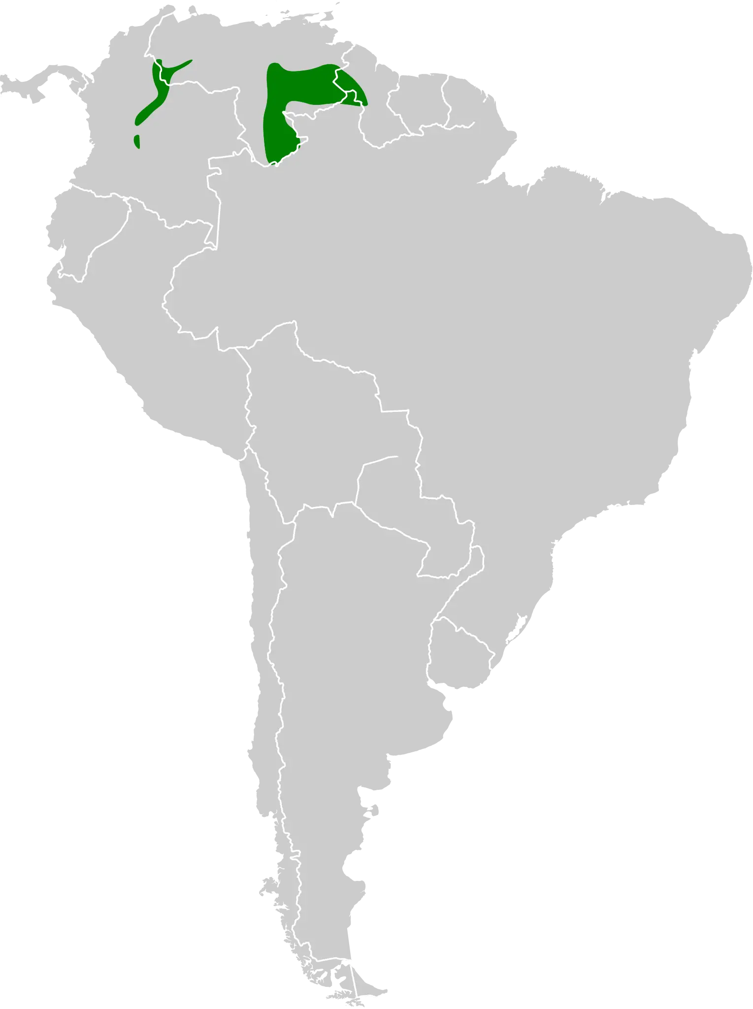 Amazilia viridigaster mapa del hábitat