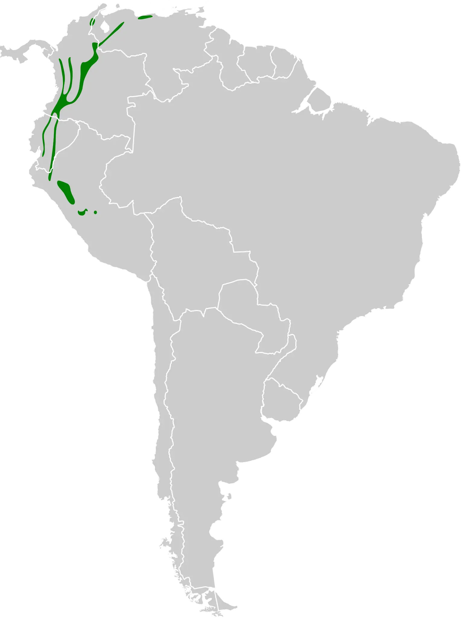 Frutero verdinegro mapa del hábitat