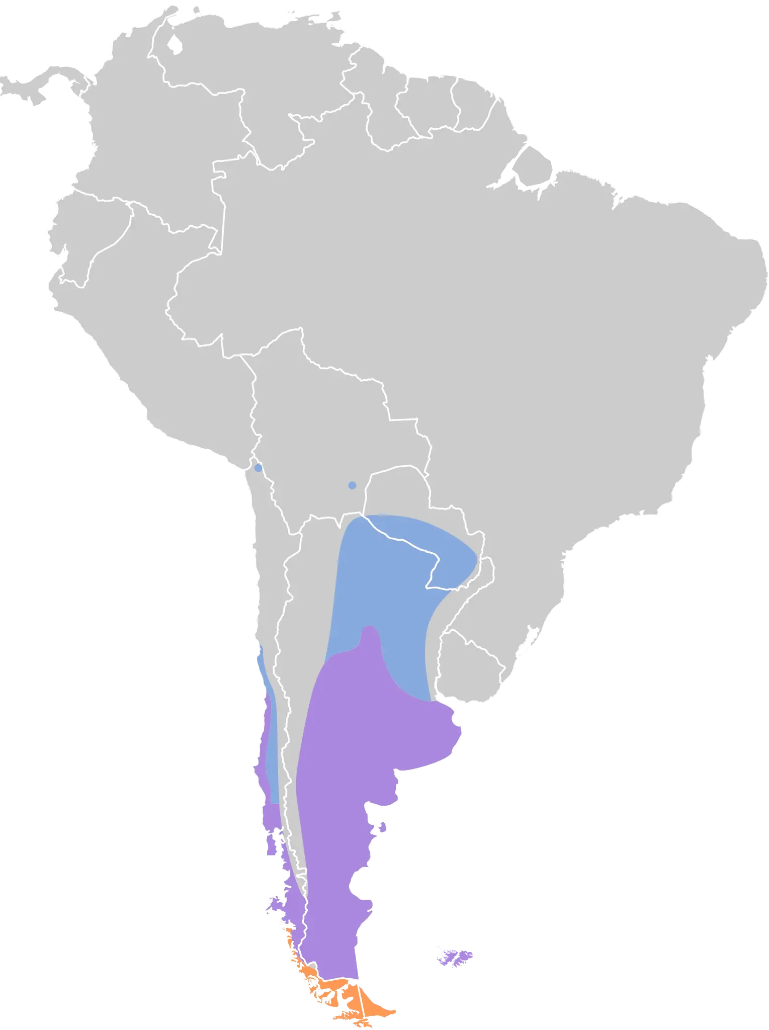 Silvery grebe habitat map