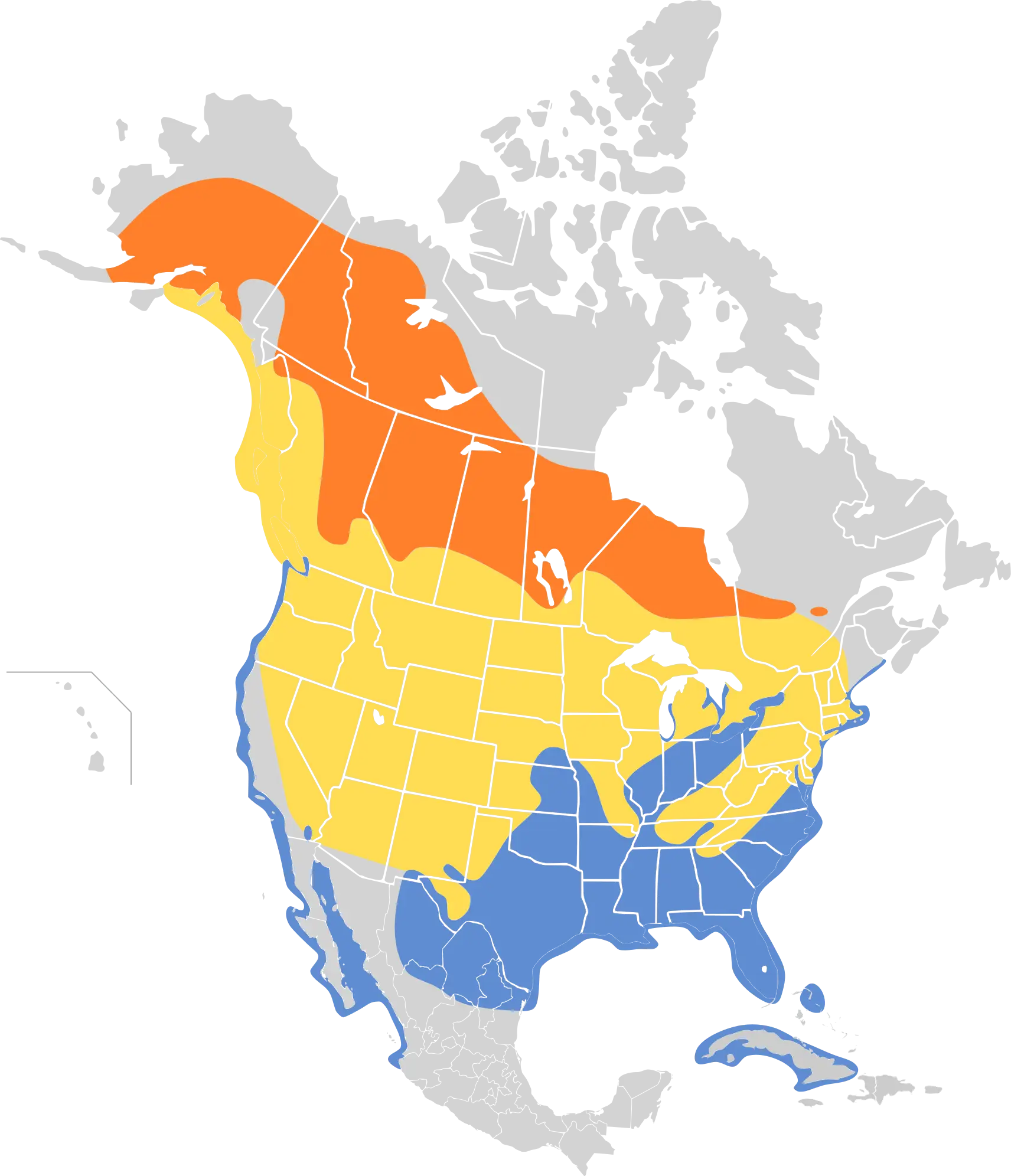 Gaviota de bonaparte mapa del hábitat