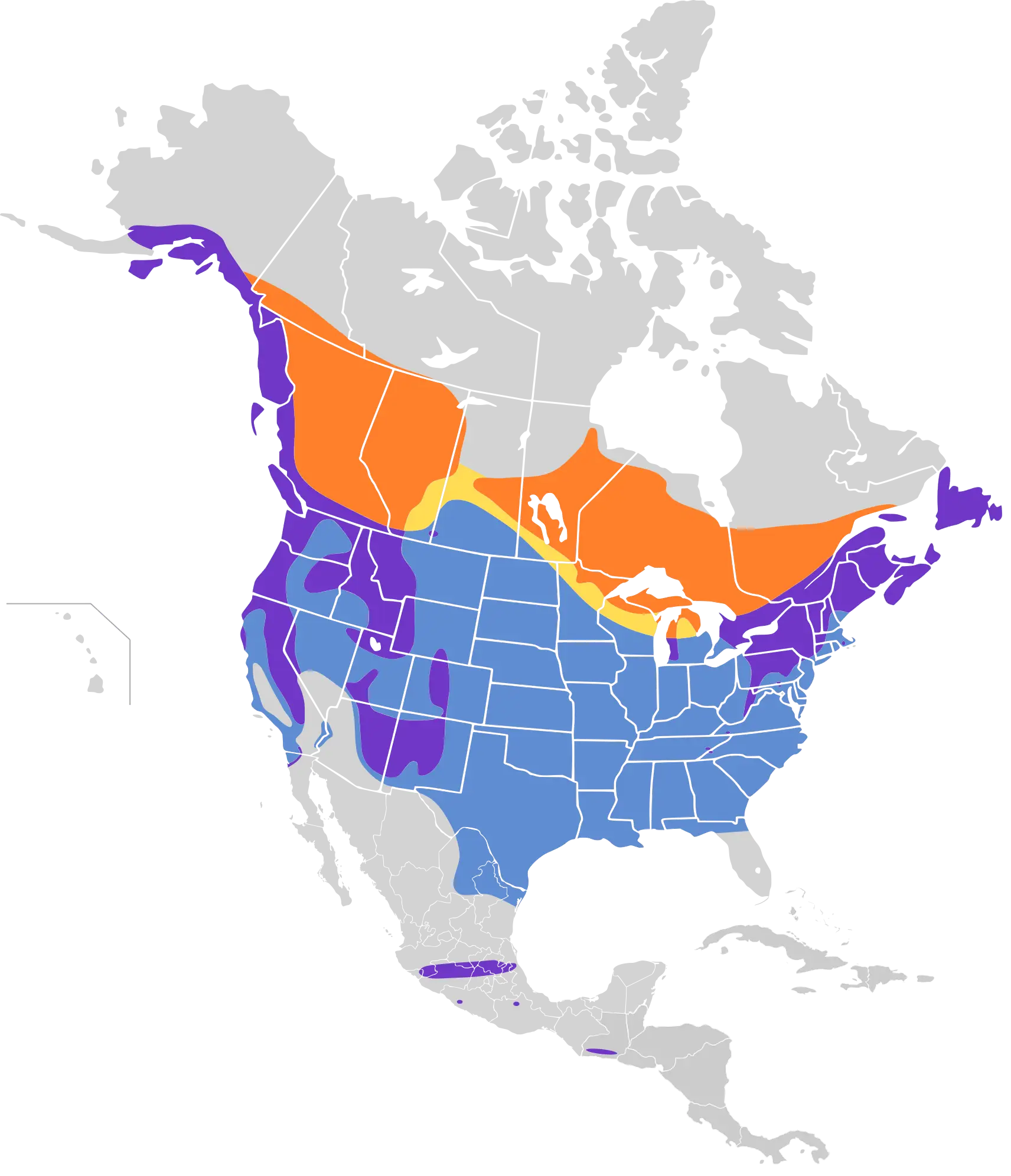 Roitelet à couronne dorée carte des habitats