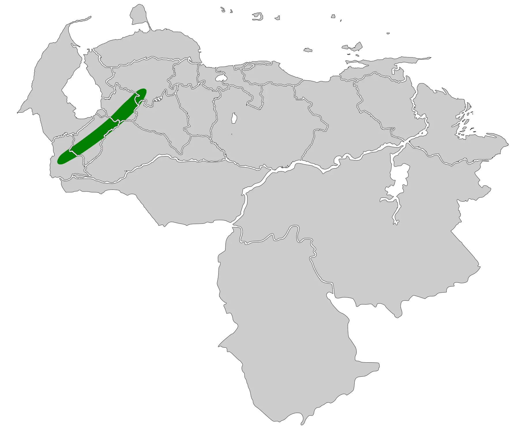 Mérida flowerpiercer habitat map