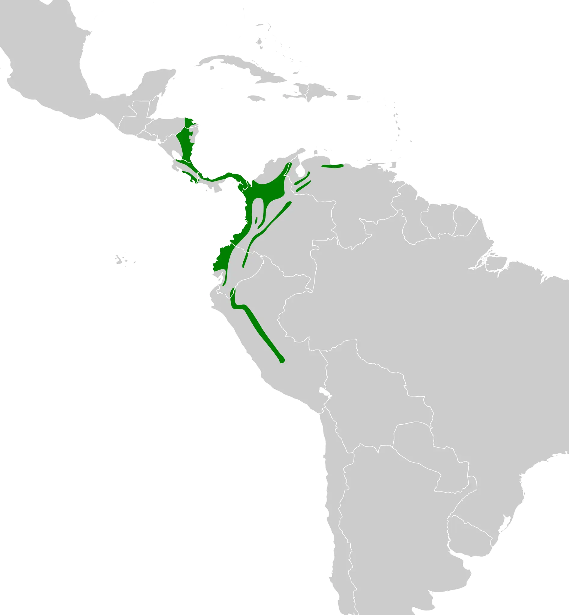Yellow-throated toucan habitat map