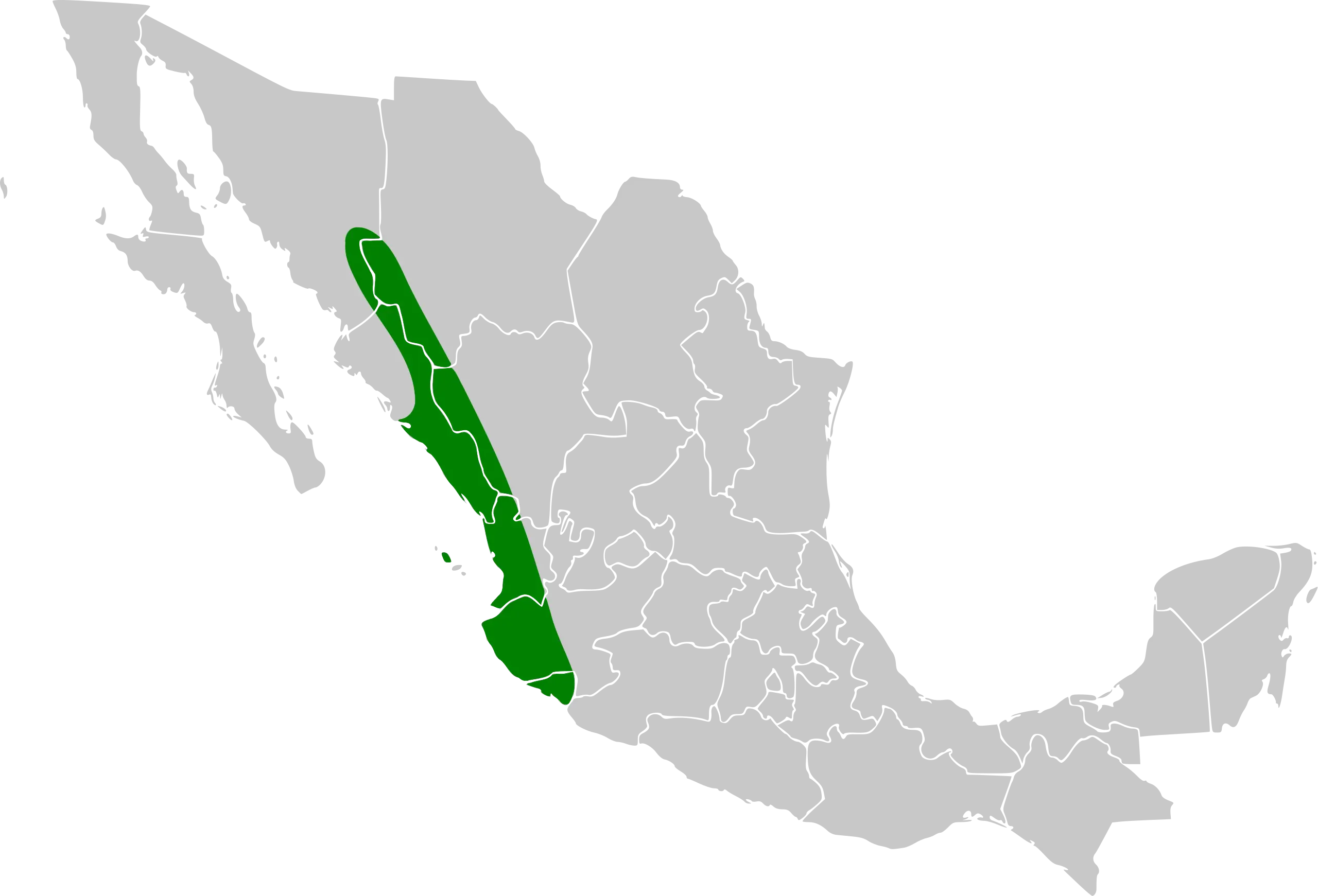 Папуга-горобець мексиканський карта середовища проживання