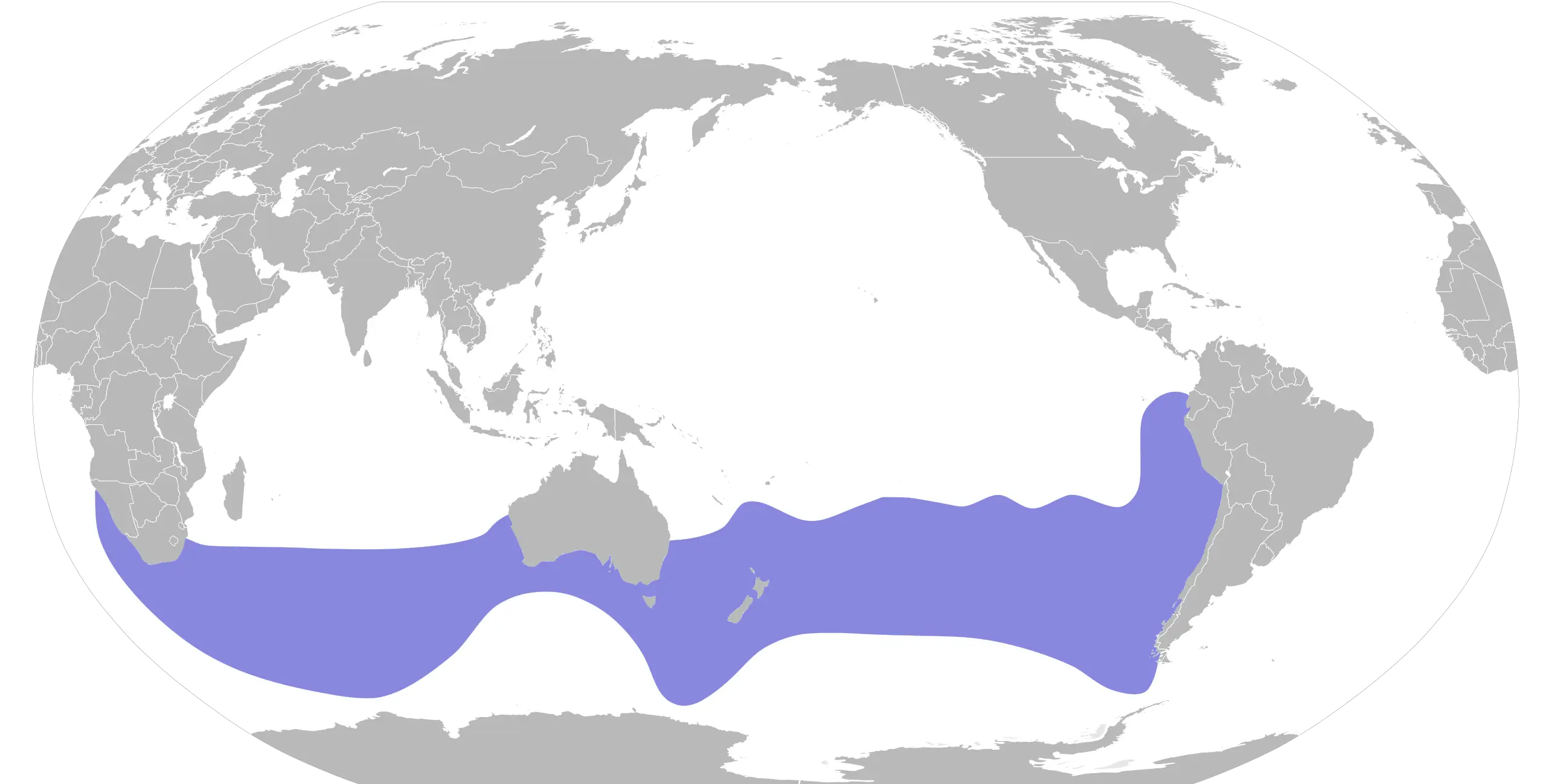 Альбатрос баунтійський карта середовища проживання