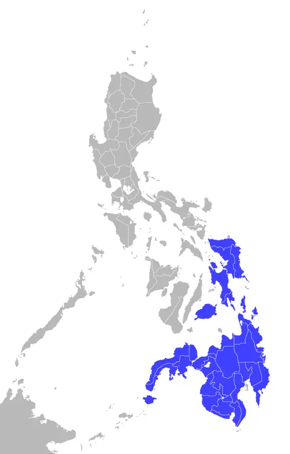 Tarsero filipino mapa del hábitat