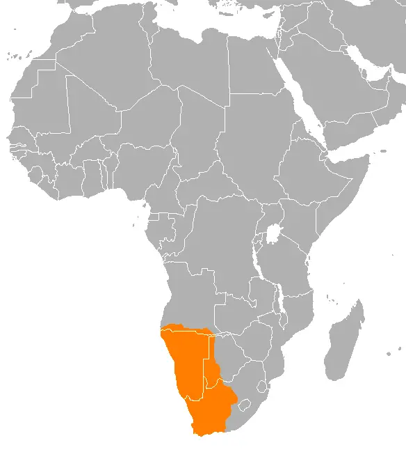 Gacela saltarina de el cabo​ mapa del hábitat