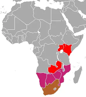 Білий носоріг карта середовища проживання