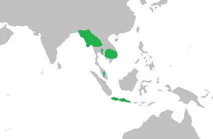 Pavo real cuelliverde mapa del hábitat