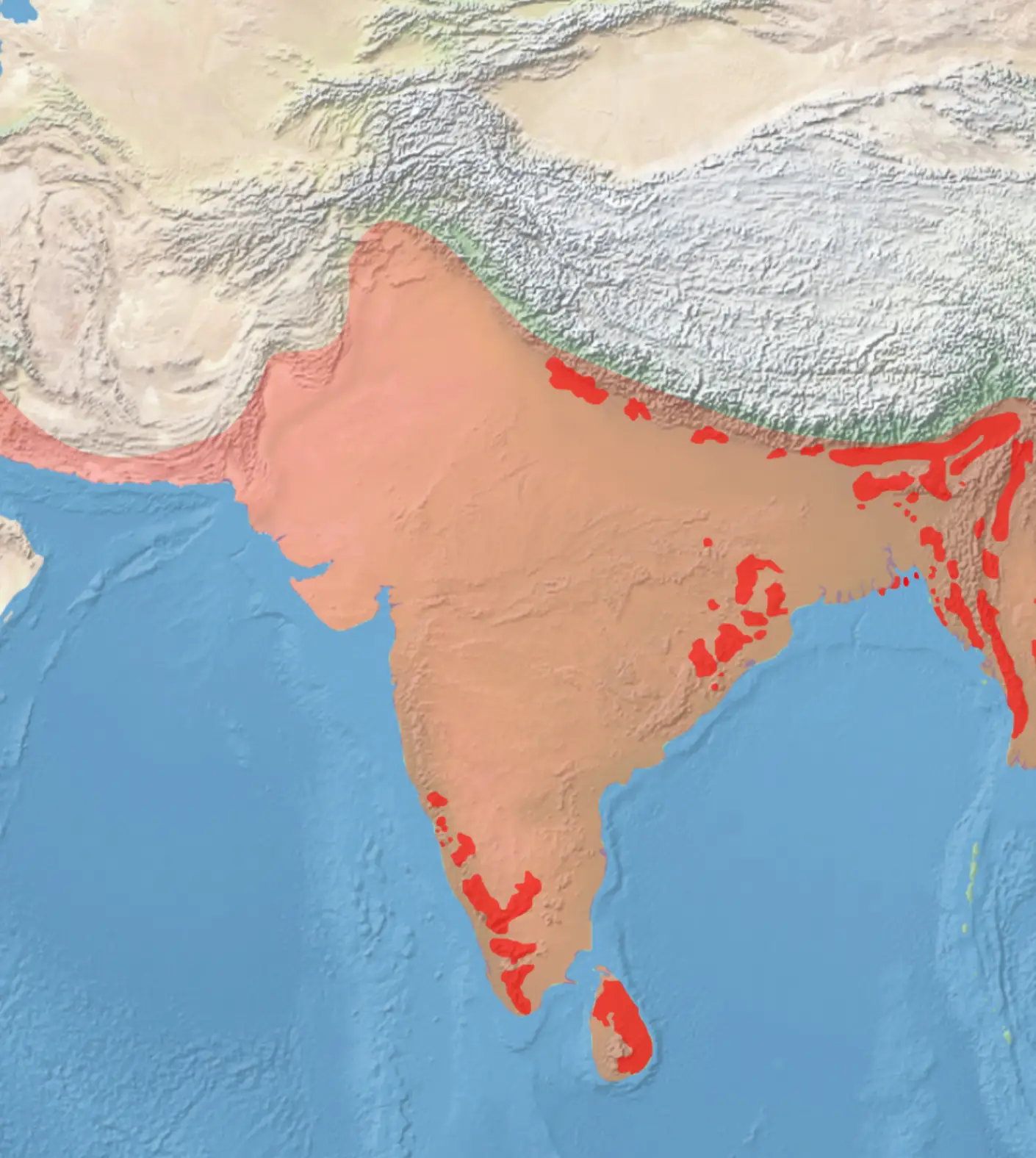 Indian Elephant habitat map