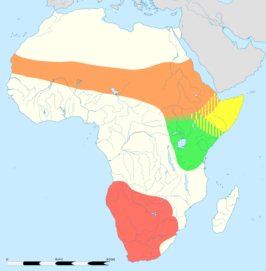 Ostrich habitat map