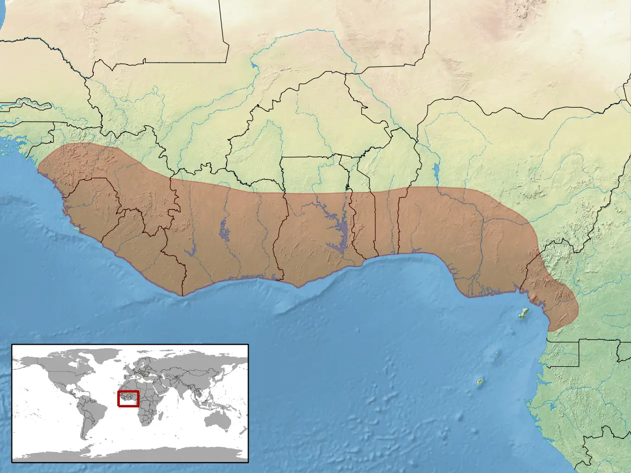 Atheris chlorechis habitat map