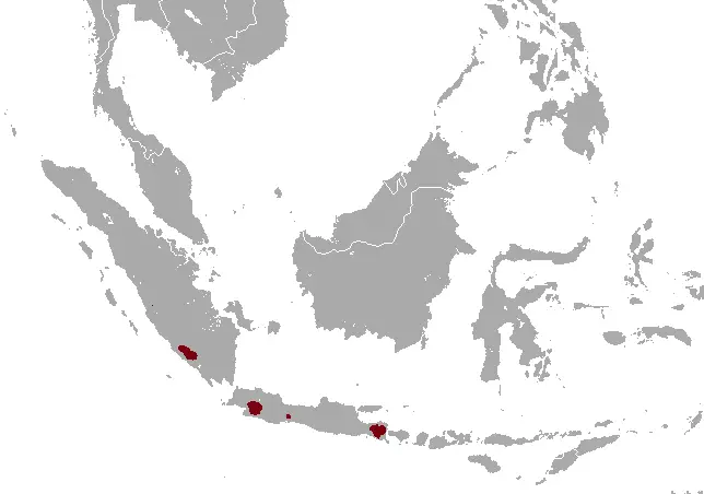 Мустела яванська карта середовища проживання