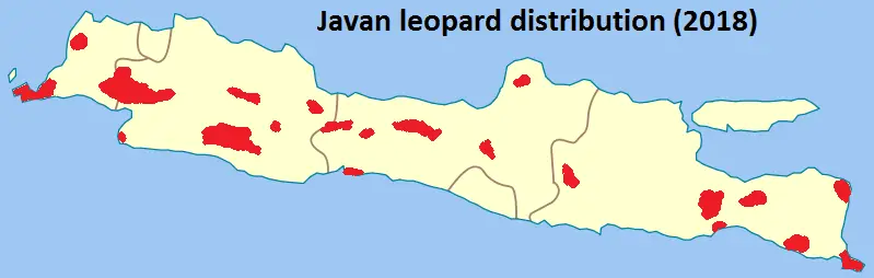 Яванський леопард карта середовища проживання