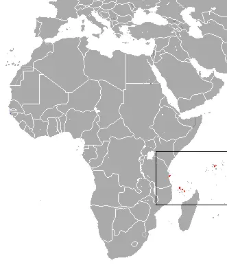 Volpe volante delle seychelles mappa dell'habitat