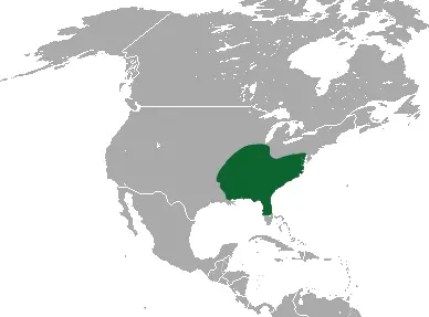 Southeastern shrew habitat map